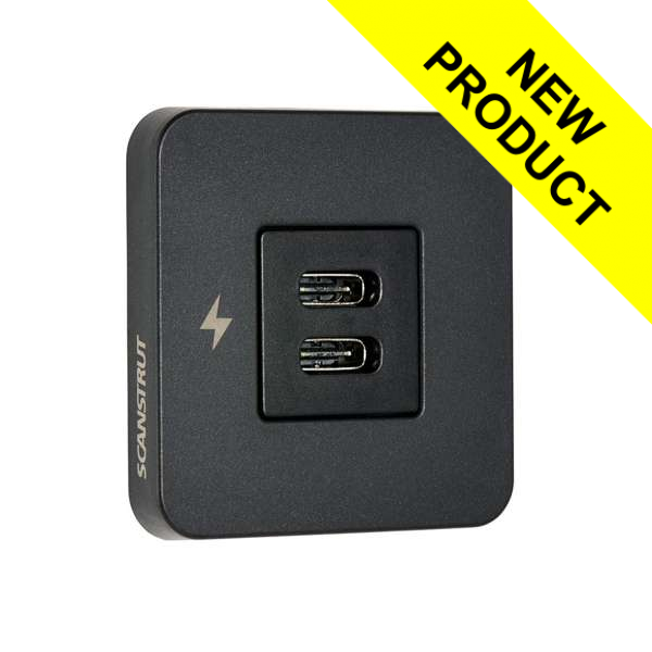 Scanstrut Tile Dual USB-C Fast Charging Socket - Matt Black