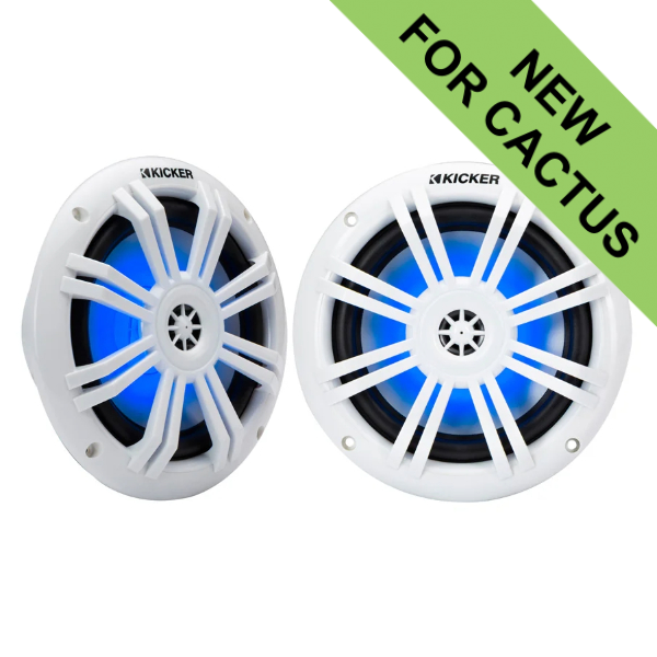 Kicker KA49KM604W Marine Coaxial Speaker System c/w Blue LED - 6.5 Inch / 165mm - White