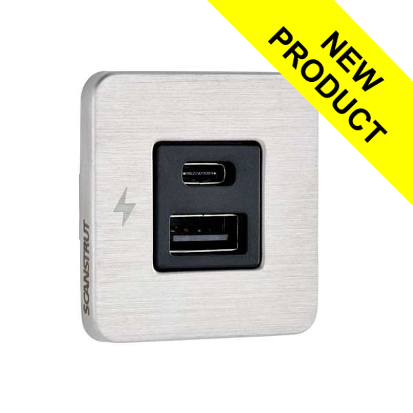 Scanstrut Tile USB-A & C Fast Charging Socket - Stainless Steel