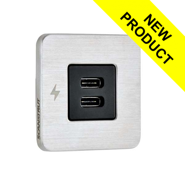 Scanstrut Tile Dual USB-C Fast Charging Socket - Stainless Steel