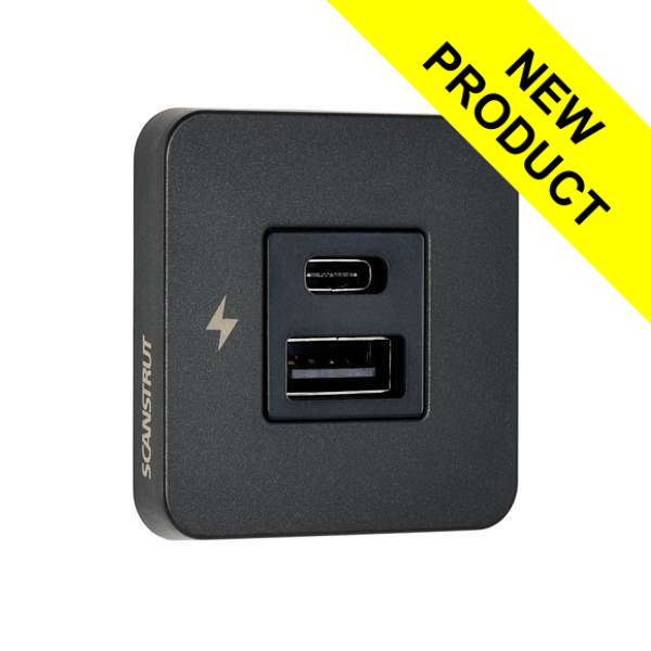 Scanstrut Tile USB-A & C Fast Charging Socket - Matt Black