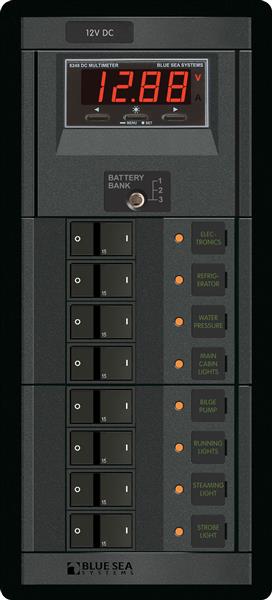 Blue Sea 360 Dc Circuit Breaker Panel 8 Pos + Meter