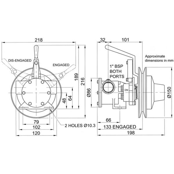 Jabsco 51080-2001 Manual Clutched Bilge Pump - Bronze - 1in BSP Ports - Image 2