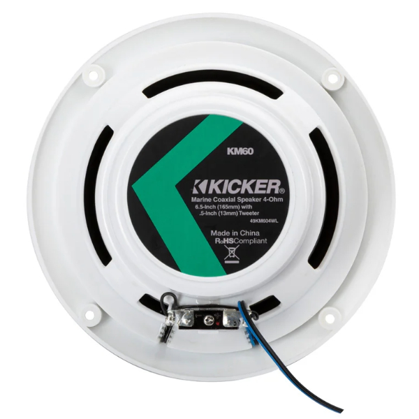 Kicker KA49KM604W Marine Coaxial Speaker System c/w Blue LED - 6.5 Inch / 165mm - White - Image 4