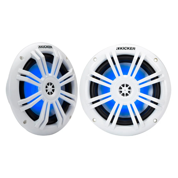 Kicker KA49KM604W Marine Coaxial Speaker System c/w Blue LED - 6.5 Inch / 165mm - White