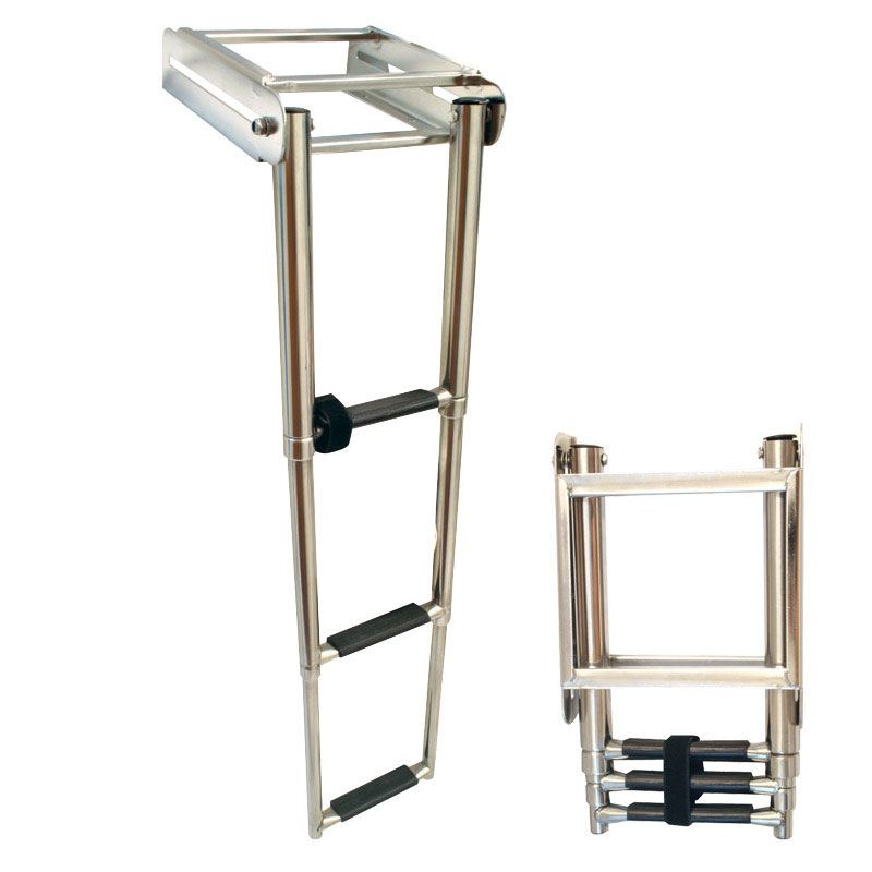 Platform Ladder. Telescopic. 3 Steps. Inox 316. 220x880mm