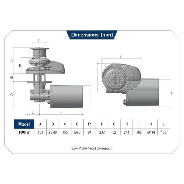 Lofrans X2 Vertical Windlass - 12V/1000W - Dark - 10mm DIN 766 - Image 2