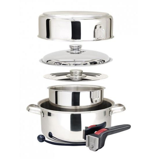 Magma Ceramica 10-Piece Induction Compatible Nesting Cookware Set, Silver