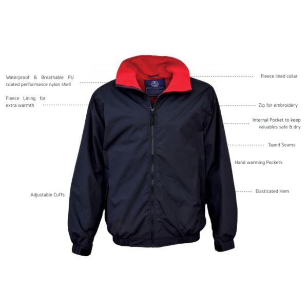 Maindeck Crew Jacket - Size XS - Navy / Red Fleece - Image 3