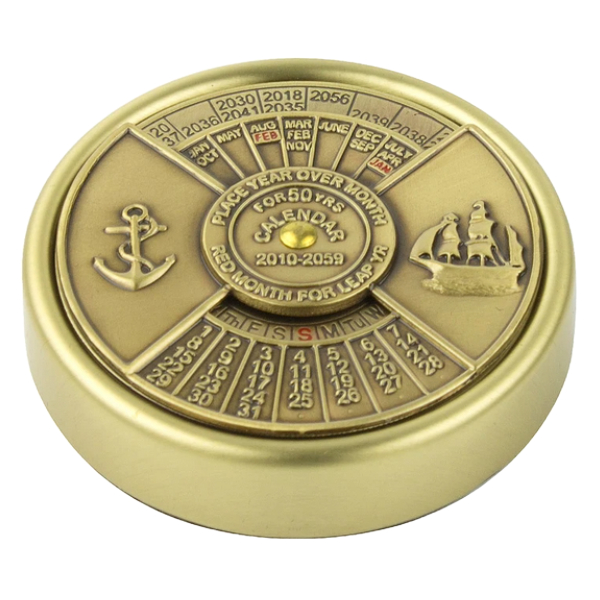 Nauticalia 4636 50-Year Calendar - Antique Brass