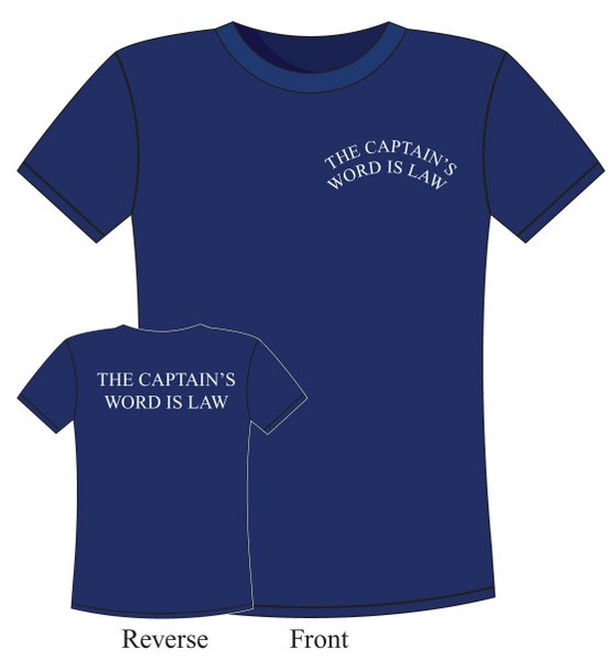 Nauticalia Captain s Word is Law Crew T-Shirt- navy- Sizes M to XL
