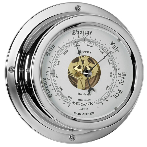 Nauticalia Fitzroy Thermometer / Hygrometer - QuickFix - Chrome-Plated - 6 Inch