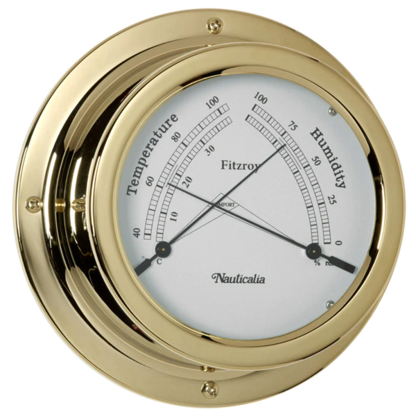 Nauticalia Fitzroy Thermometer / Hygrometer - QuickFix - Brass - 6 Inch