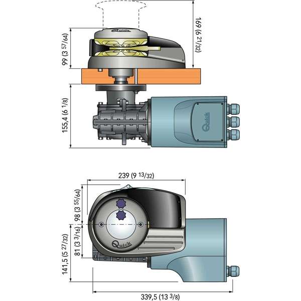 Quick AL3P 1012D Vertical Windlass Gypsy & Drum 1000W / 12V / 10mm (Q-FSAL1012D010B00) - Image 4