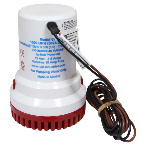 Rule 02-6 1500 Submersible Bilge Pump - 94 LPM - 28mm Outlet - 12V - Image 3