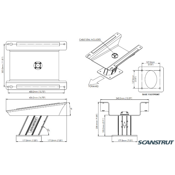 Scanstrut APT-150-SL-01 Starlink Marine Power Tower - Aluminium - 150mm - Image 2