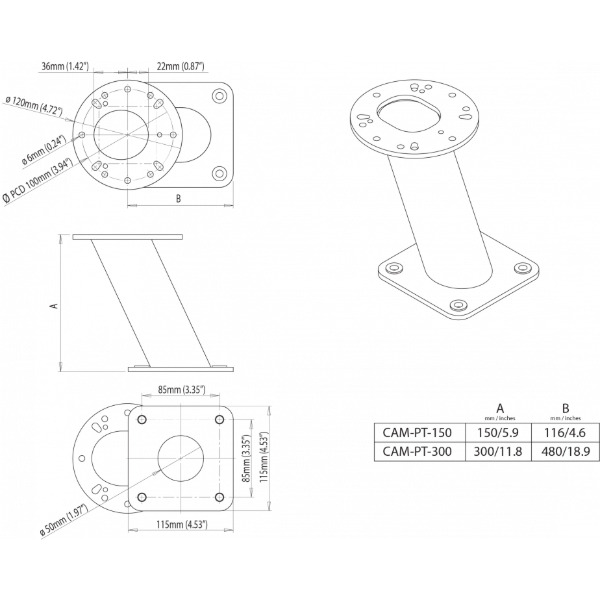 Scanstrut CAM-PT-150-01 Camera Power Tower - 150mm - Image 2