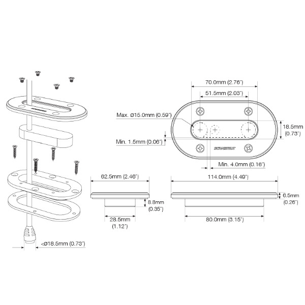 Scanstrut DS-LP-MULTI-S Stainless Steel Low Profile Multi Cable Seal - Image 2