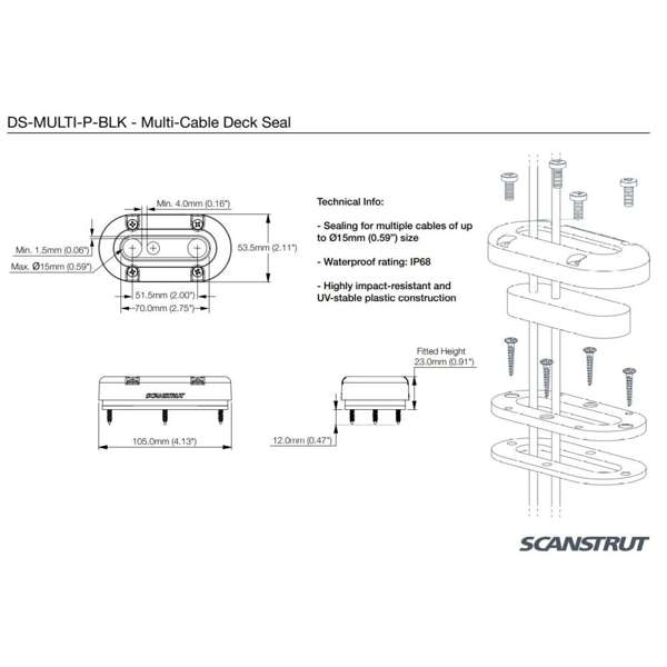 Scanstrut DS-MULTI-P-BLK Black Plastic Multi Cable Seal - Image 3