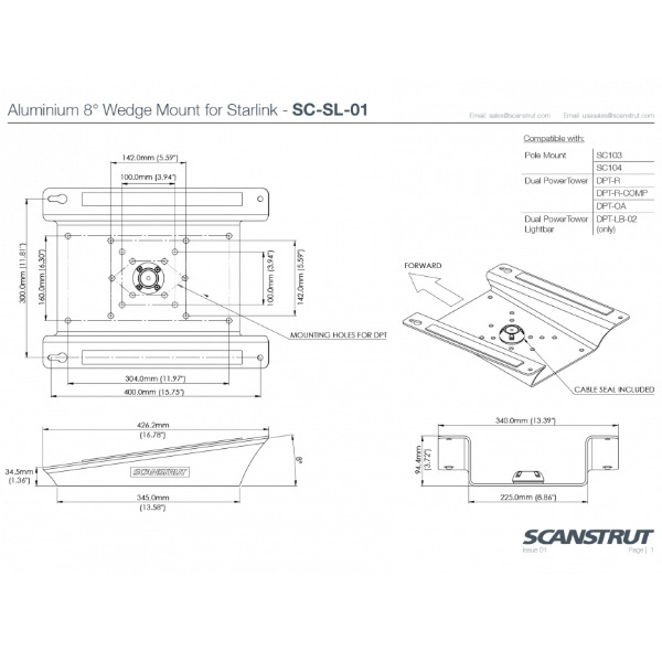 Scanstrut SC-SL-01 Starlink Marine Aluminium Wedge Mount - 8 Inch - Image 2