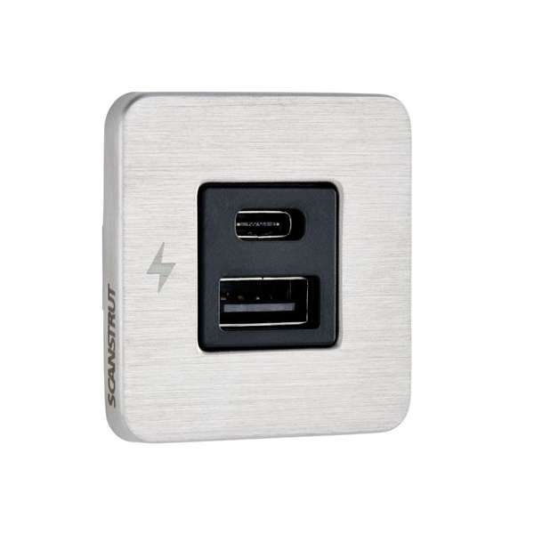 Scanstrut Tile USB-A & C Fast Charging Socket - Stainless Steel