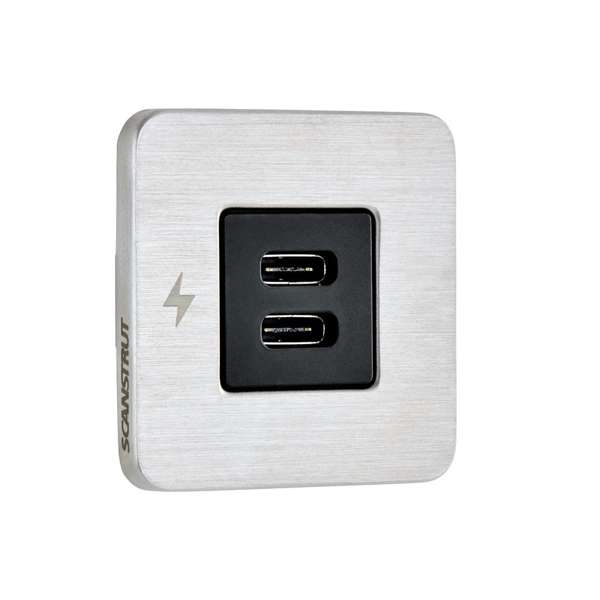 Scanstrut Tile Dual USB-C Fast Charging Socket - Stainless Steel