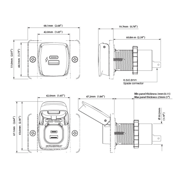 Scanstrut SC-USB-F4 Flip Pro Plus Fast Charger - USB-A / USB-C - Front/Rear Fit - Image 2