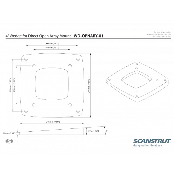 Scanstrut WD-OPNARY-01 4 Degree Open Array Base Wedge - Image 2