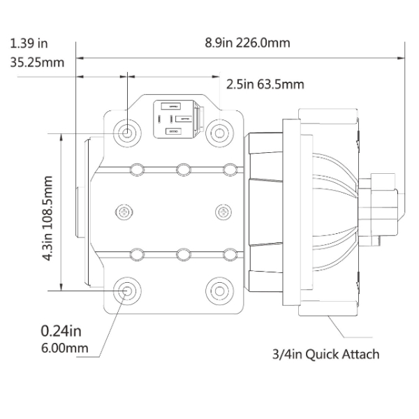 SeaFlo DP207006053 Water Pressure Pump - 7.0 GPM - 60 PSI - 24V - Image 2