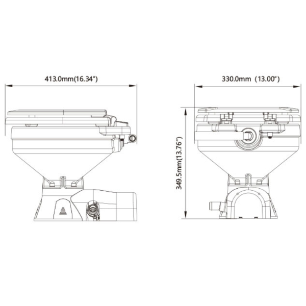 SeaFlo MTE203 Freshwater Electric Toilet - Quiet Flush - Compact - 24V - Image 2