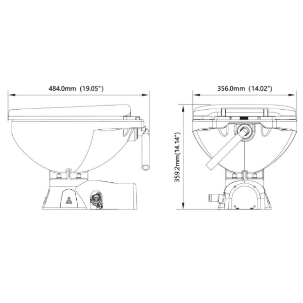 SeaFlo MTE203R Freshwater Electric Toilet - Quiet Flush - Regular - 24V - Image 2