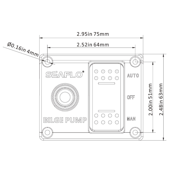 Seaflo SP01502 Bilge Pump Switch Panel - 3-Way - 12V / 24V - Image 2