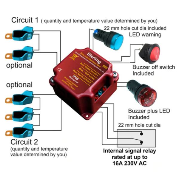 Sterling Power TSB12 Digital Daisy Chain Temperature Alarm - 12V - Image 2